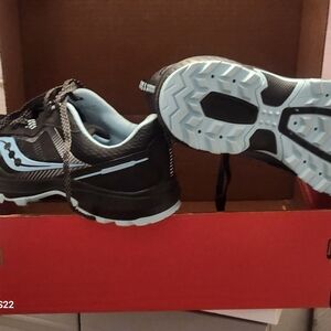 Saucony Black and Light Blue Running Shoes